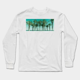 Row of tropical feeling palm trees panorama shape image Long Sleeve T-Shirt